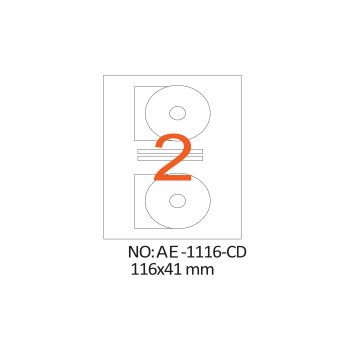 116 x 41 mm Lazer Etiket AE-1116 CD