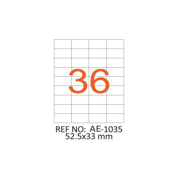 52.5 x 33 mm Lazer Etiket AE-1035