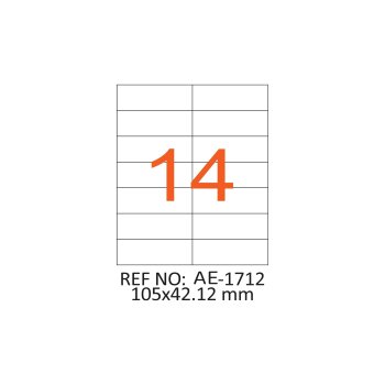 105 x 42.12 mm Lazer Etiket AE-1712